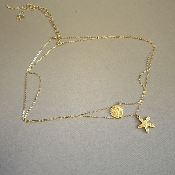 Gold Starfish and Shell Charm Waist Chain A1273 - Picture 3 of 4